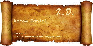 Korom Dániel névjegykártya